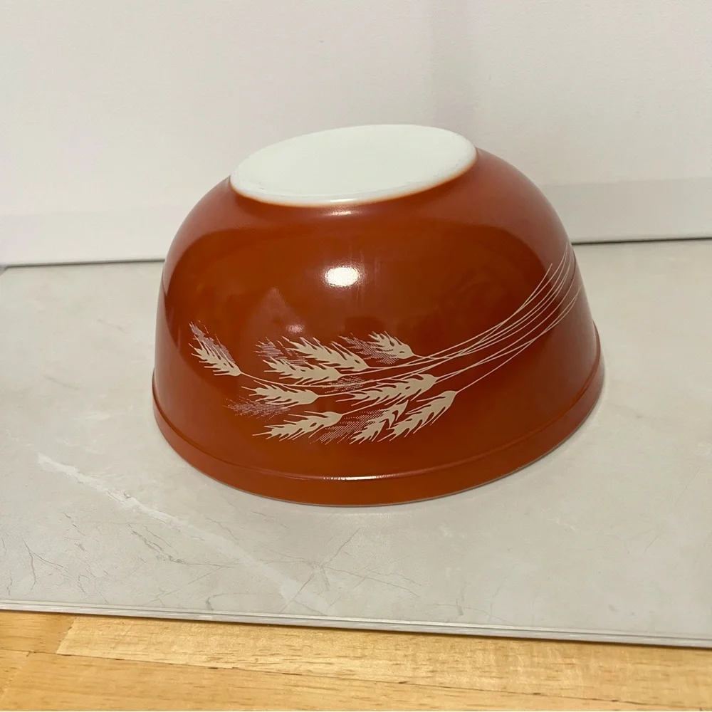 PYREX 403 Autumn Harvest Mixing Bowl Vintage 80’s Orange Wheat Collectible